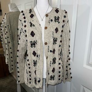 Gorgeous Vintage Popcorn Pom Pom Cardigan Sweater Jumper Size M